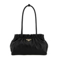 Ruched Leather Shoulder Bag