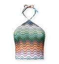 Top in viscose lamé with halterneck