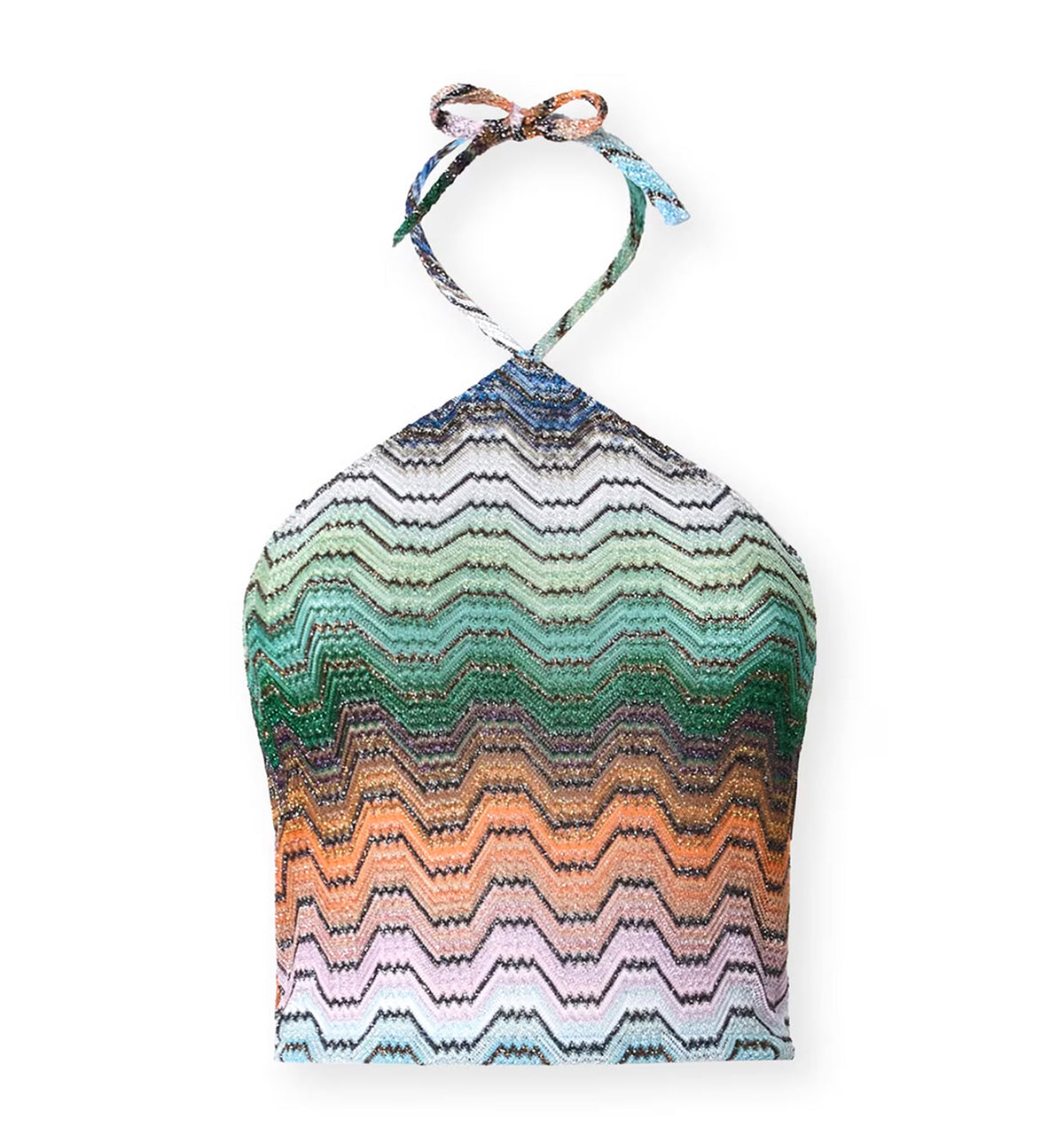 Top in viscose lamé with halterneck