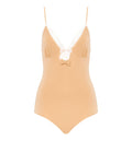 Lace-trimmed ruched bodysuit