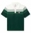 White & Green Boucle Stripe Short Sleeve Polo Shirt