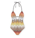 One-piece swimsuit with greek motif