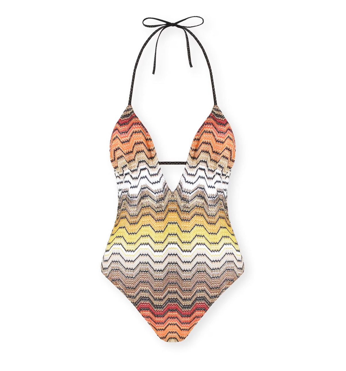One-piece swimsuit with greek motif