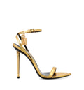 Lampskin Stiletto Sandals with Gold-Tone Details