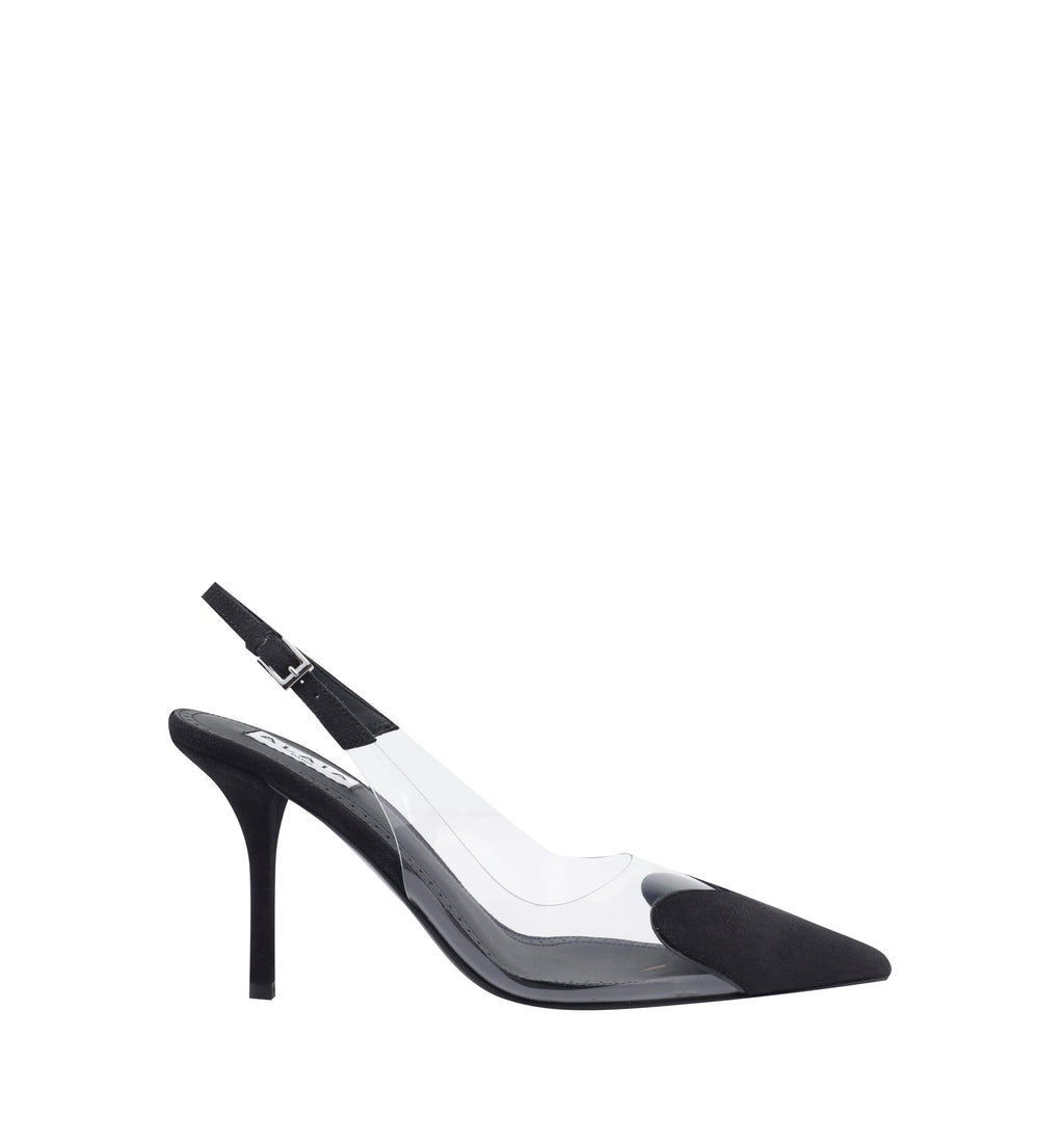 Le Coeur Suede And PVC Slingback Pumps