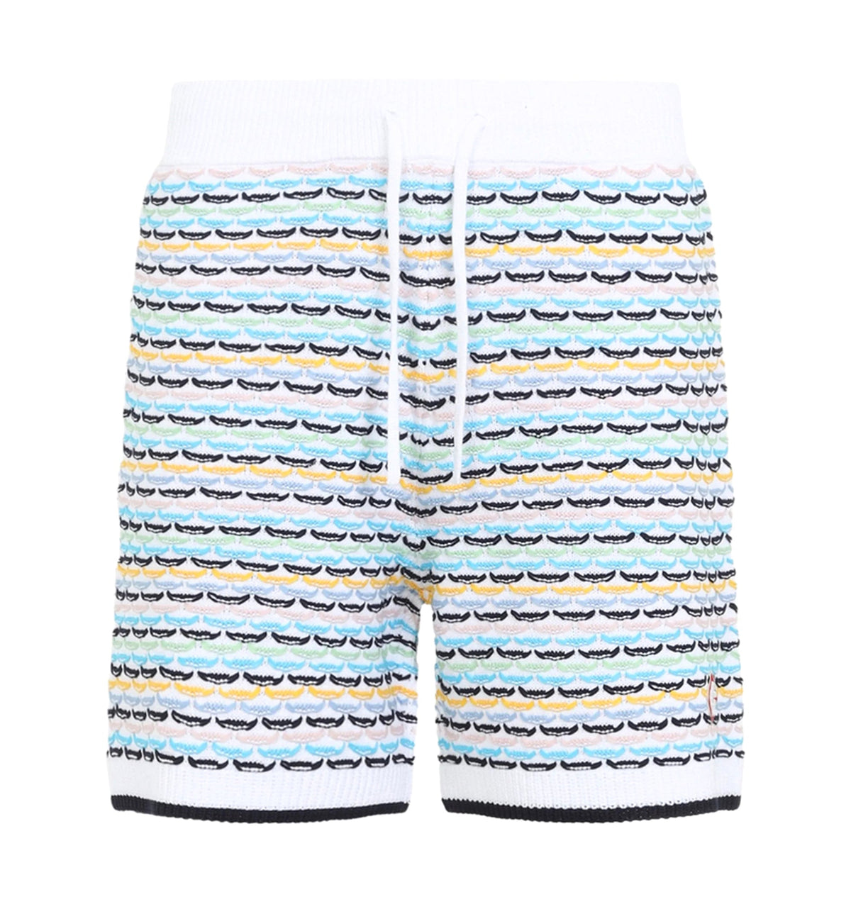White Multicolour Graphic-Print Drawstring Bermuda Shorts