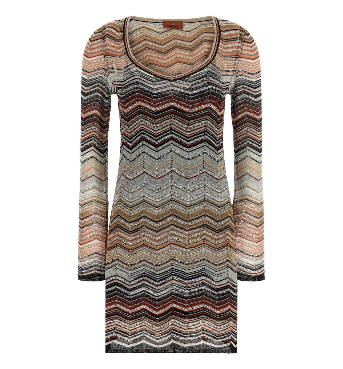 Chevron Lamé Mini Dress With Sequins