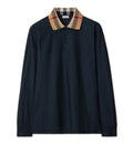 Check Collar Cotton Polo Shirt