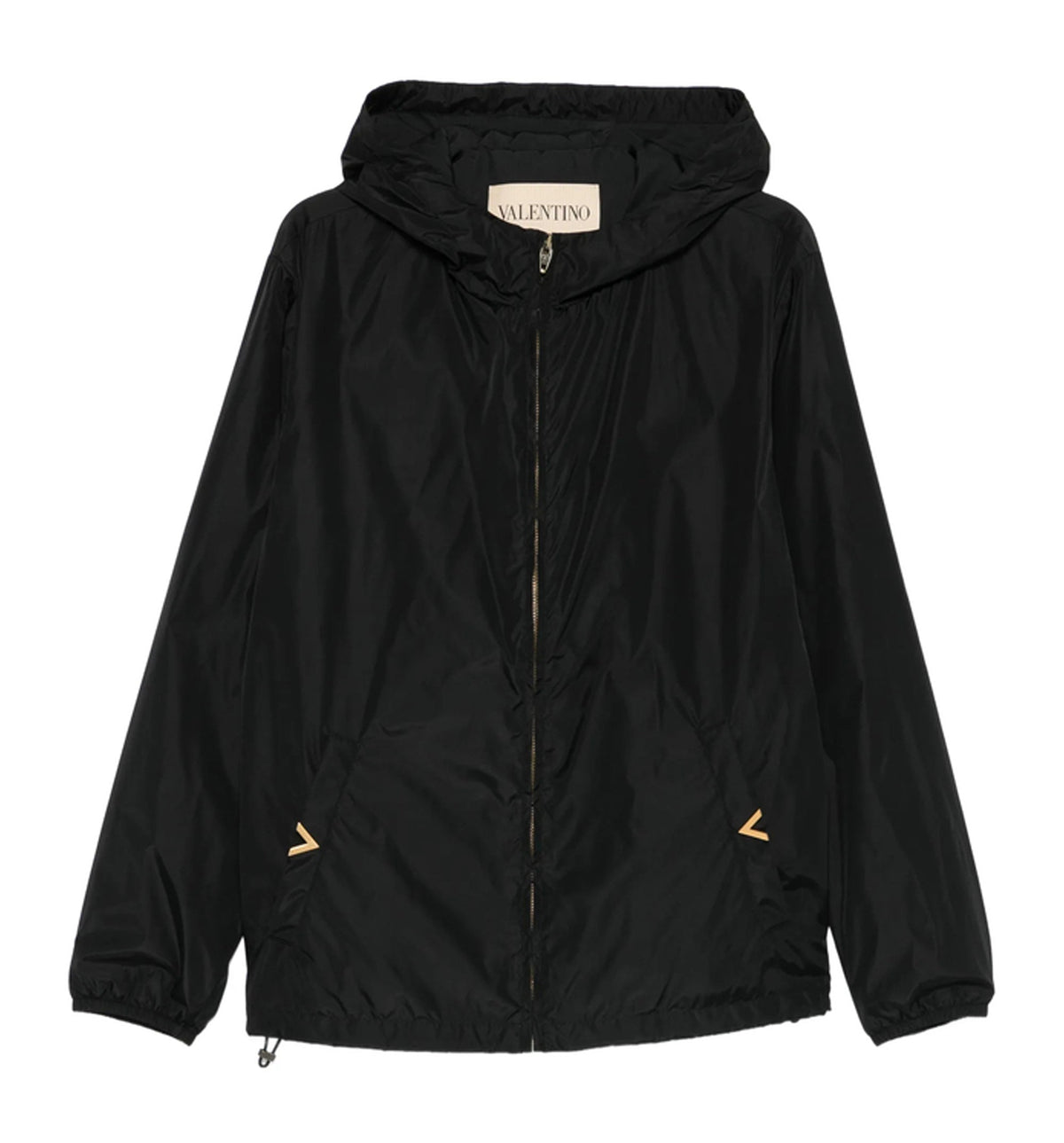 Hooded Nylon Windbreaker With VGold Detail