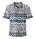 Short-Sleeved Viscose Chevron Shirt With Snake Pattern
