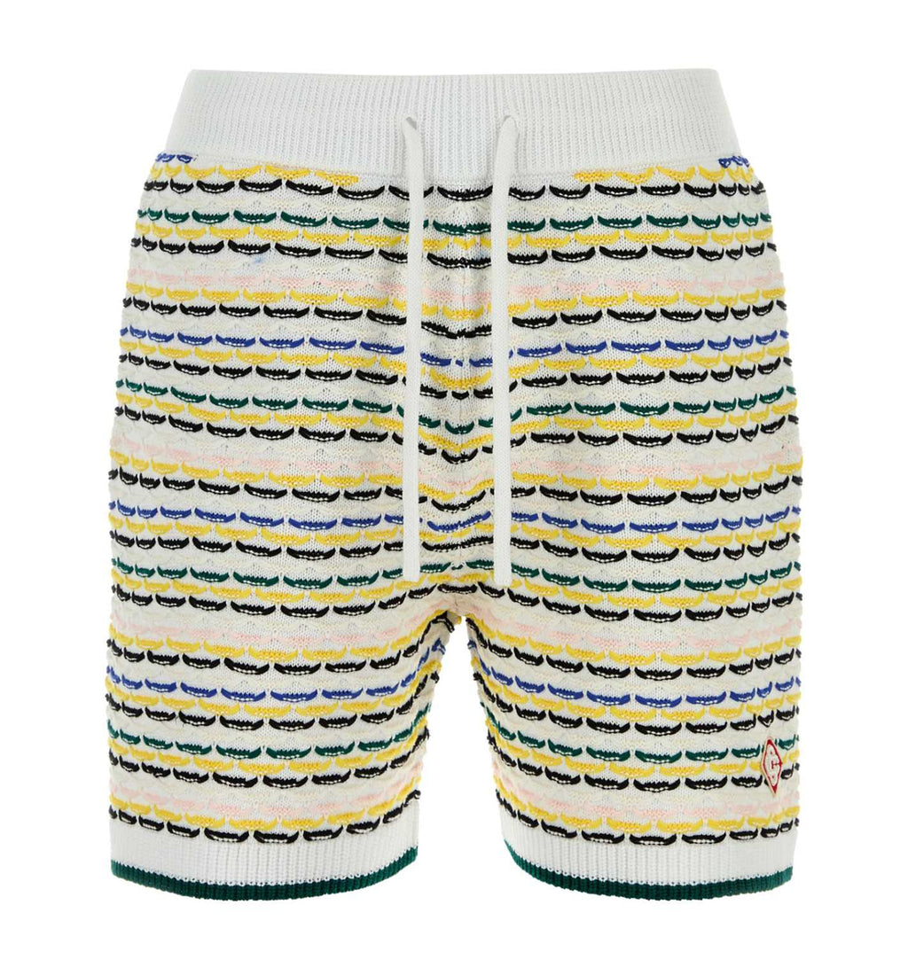 Tuck Stitch Embroidered Bermuda Shorts