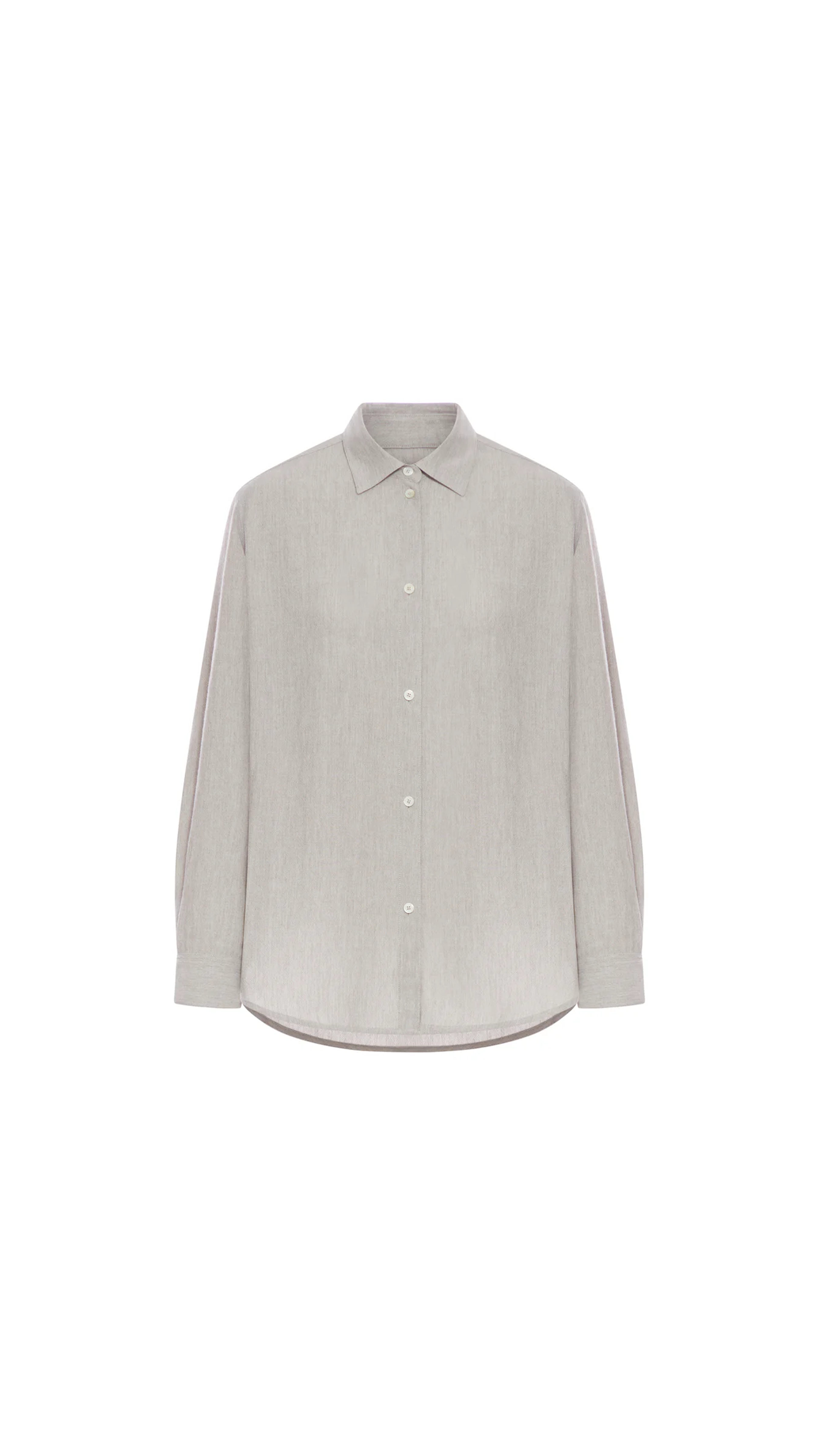 Oversized Wool Mix Shirt  - Pale Grey Melange