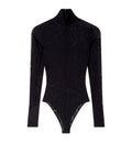High-Neck Jacquard Tulle Bodysuit