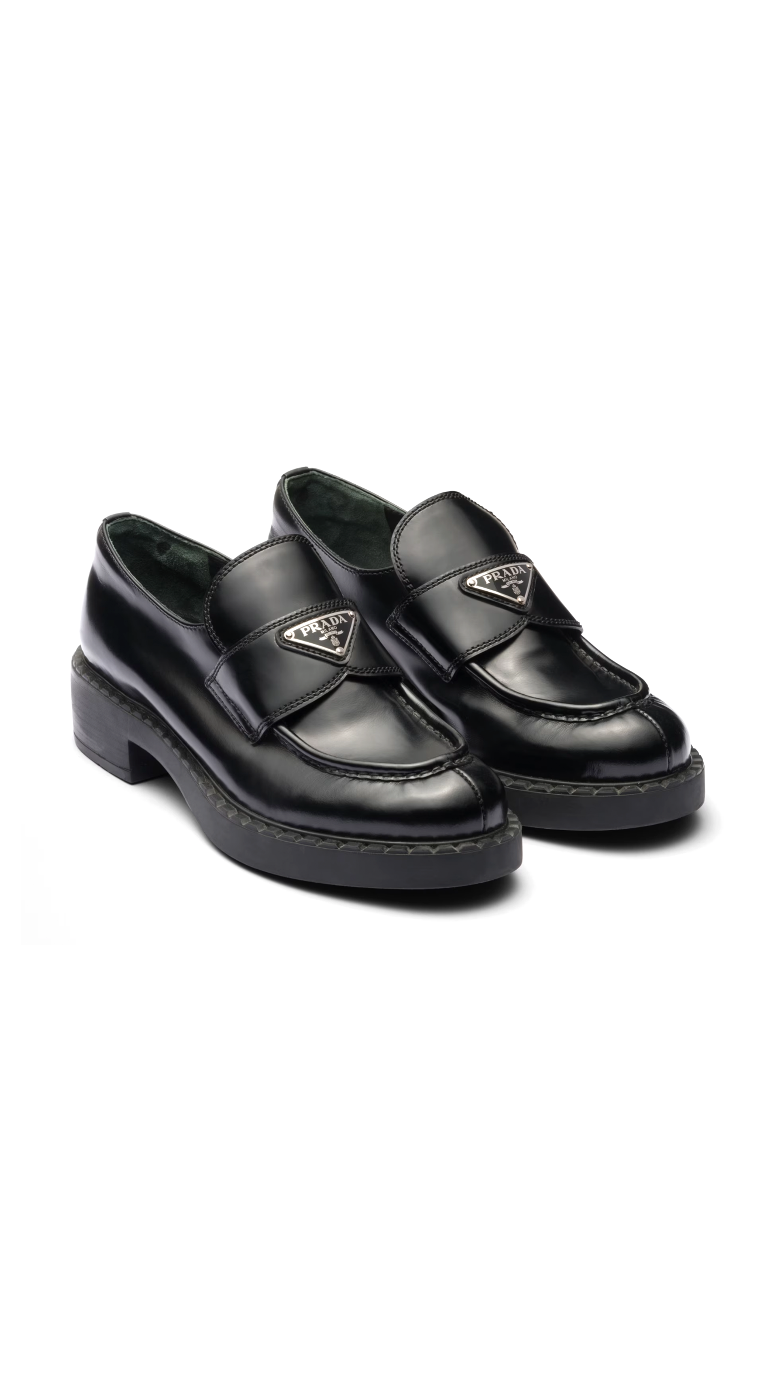 Chocolate Brushed Leather Loafers - Black