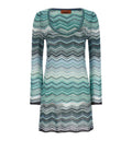 Chevron Lamé Viscose Mini Dress With Sequins