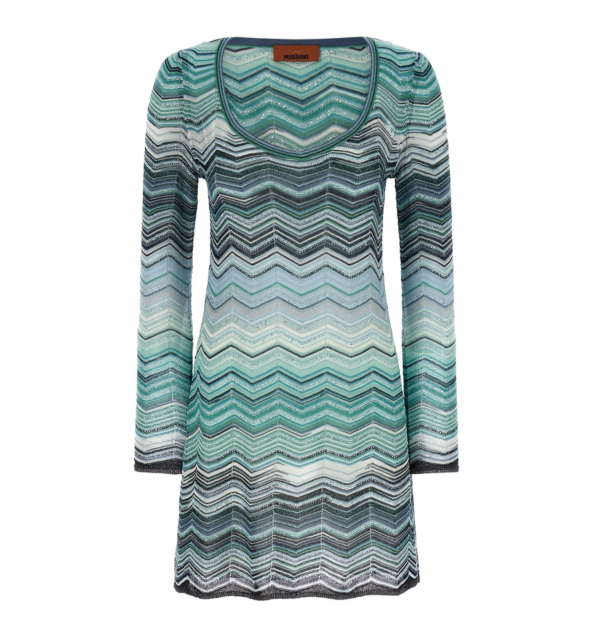 Chevron Lamé Viscose Mini Dress With Sequins