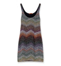 Short Dress With Straps in a Greek-Style Zigzag Knit With Sequins