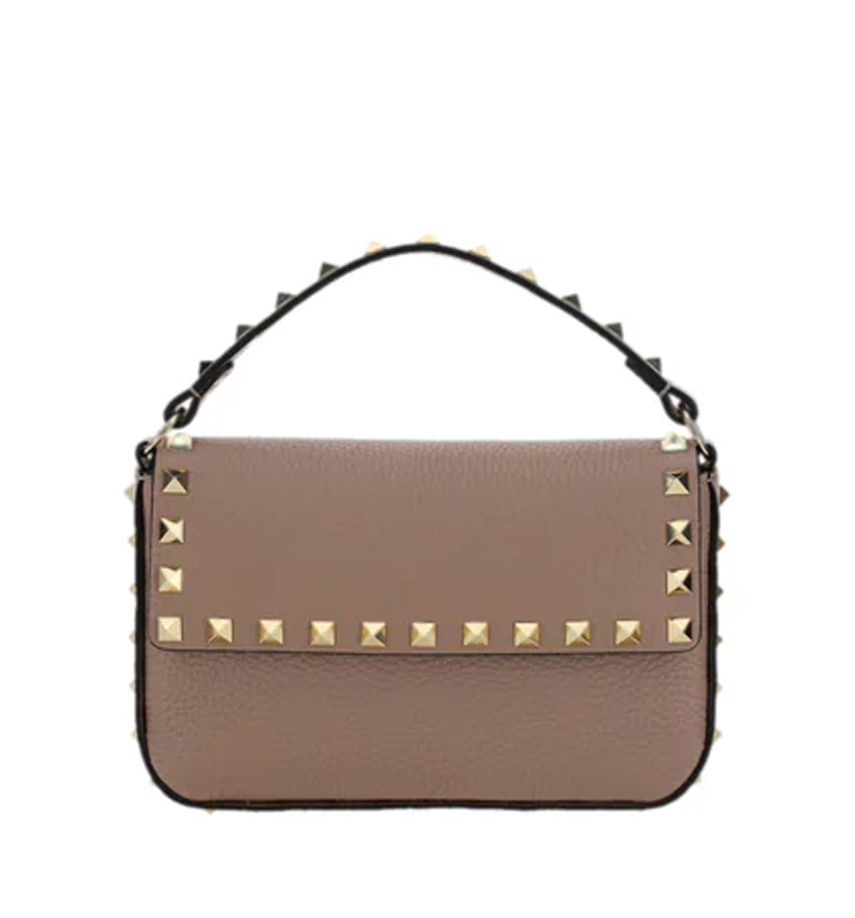 Rockstud Grainy Calfskin Wallet With Chain