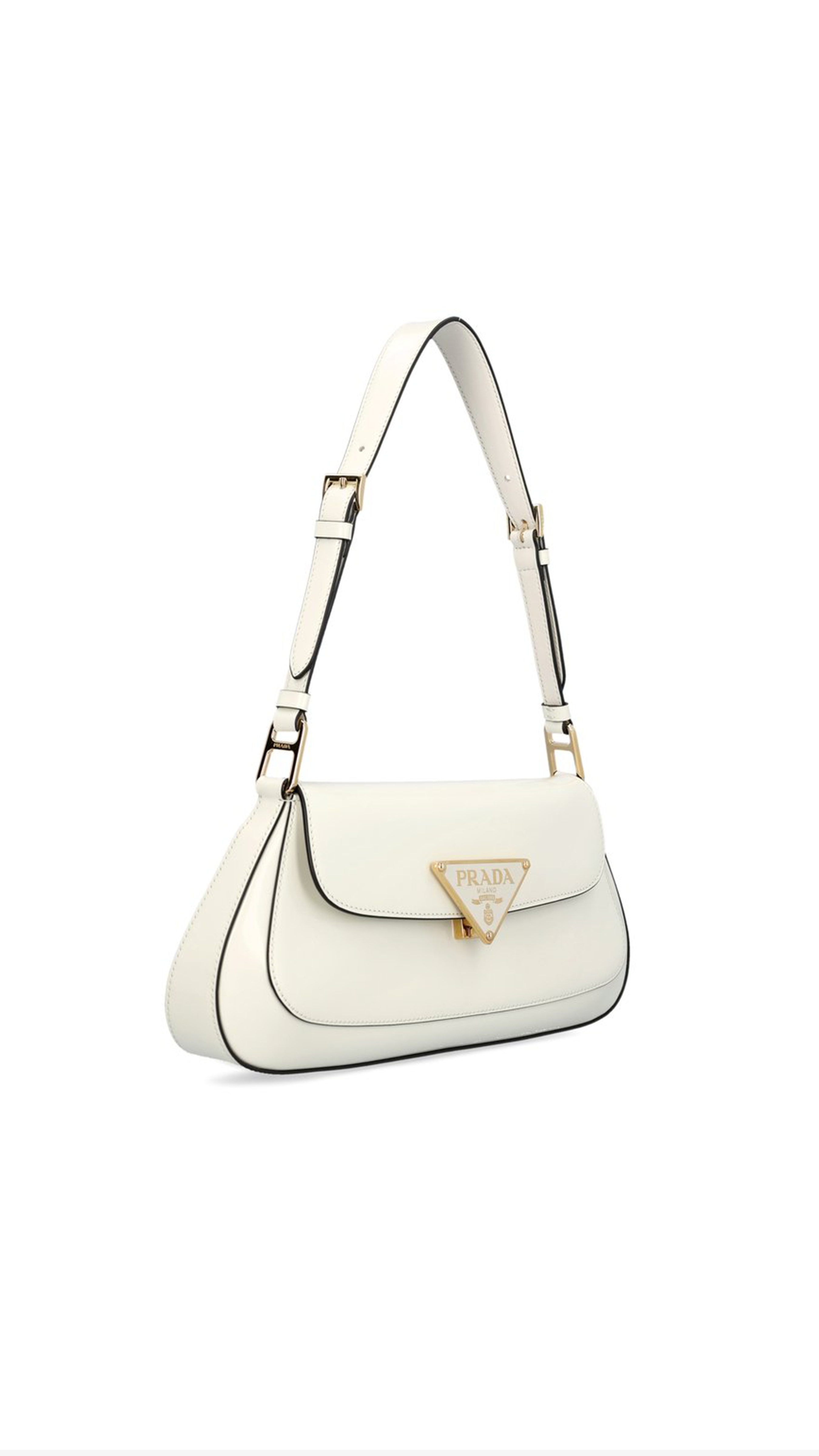 Brushed Leather Shoulder Bag - White