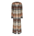 Long Chevron Lamé Cardigan With Sequins