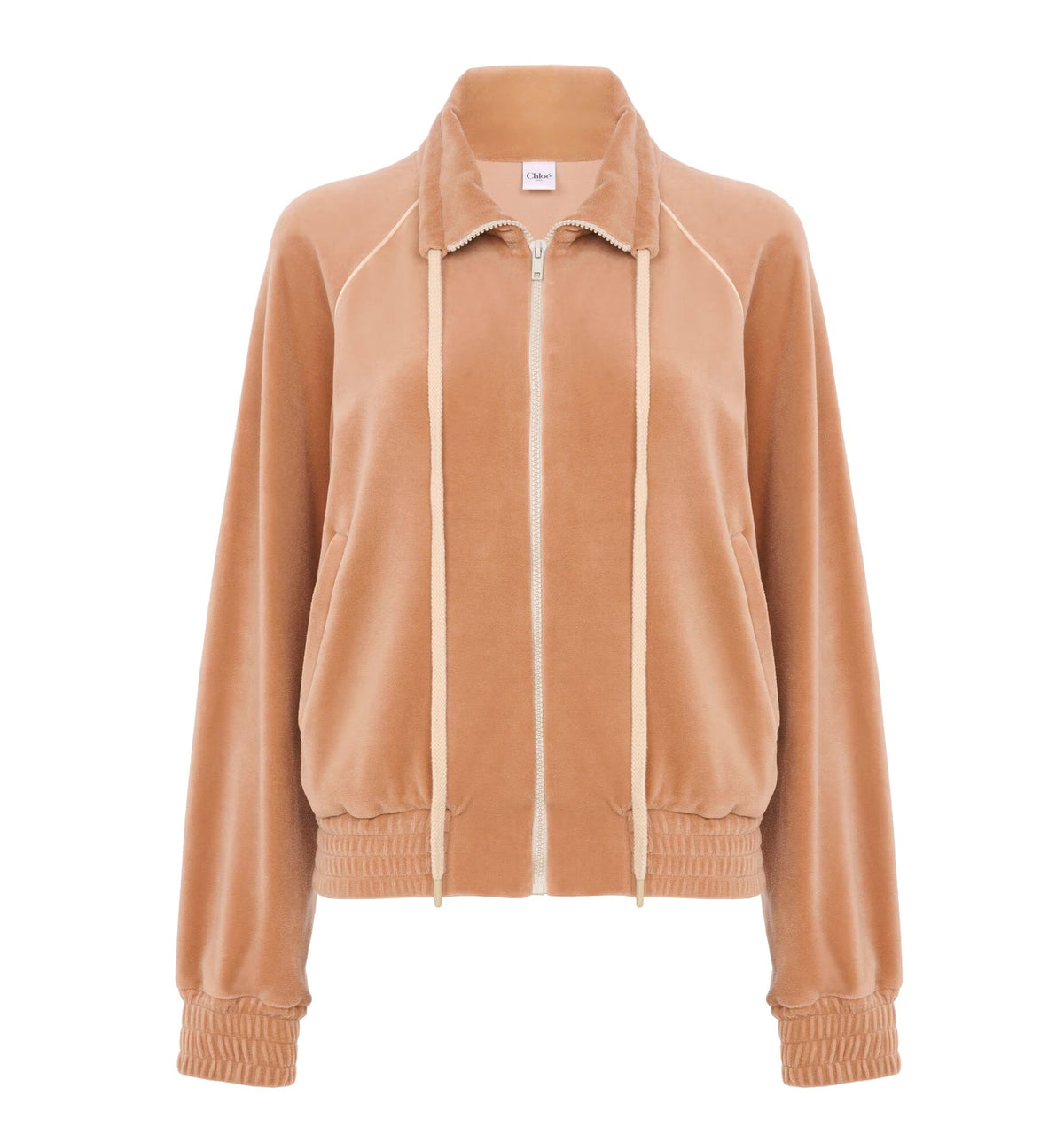 High-neck logo tracksuit jacket in velvet