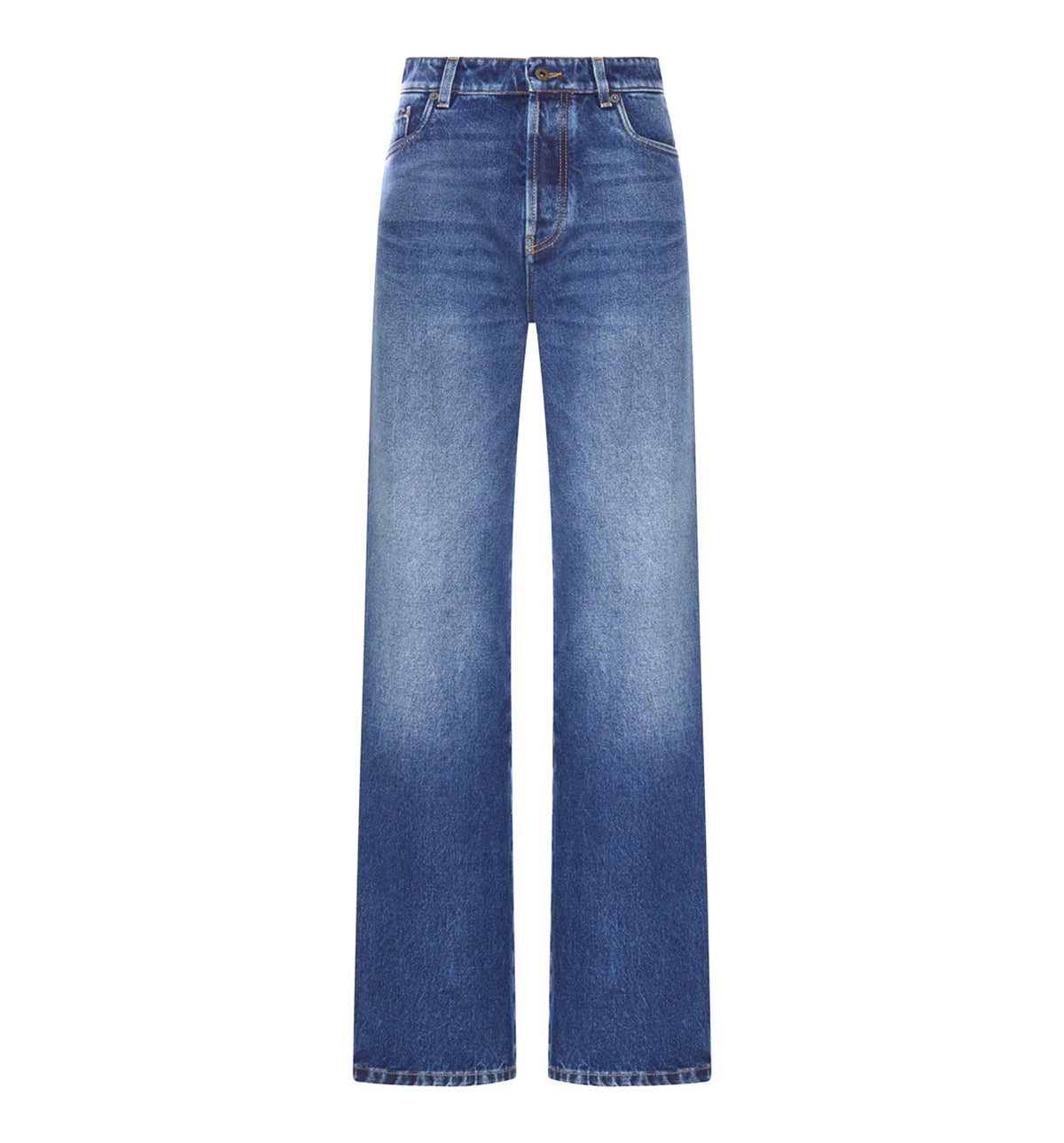 Five-pocket washed denim jeans