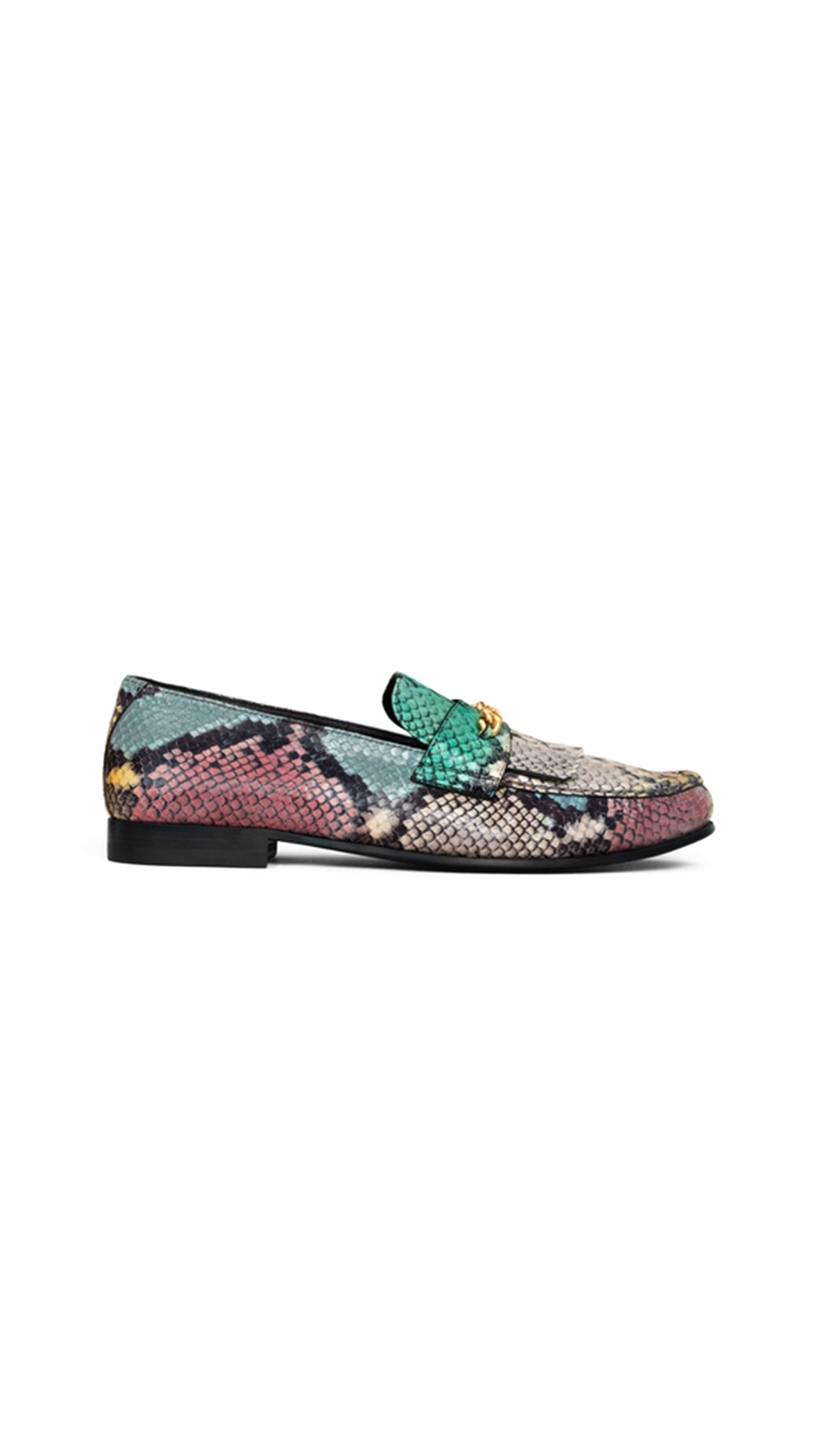 Celine Luco Loafer With Fringes And Triomphe Chain In Python Stamped Goatskin - Multicolor