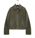 Zip-up jacket in suede lambskin