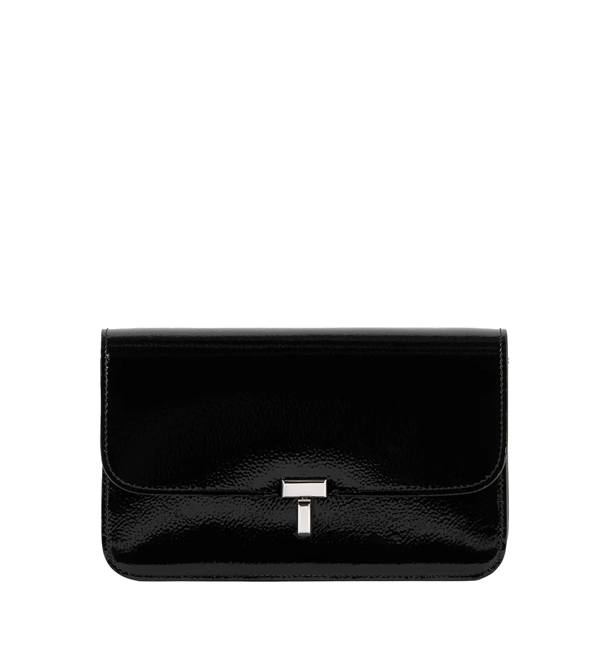 T-lock grained-patent crossbody