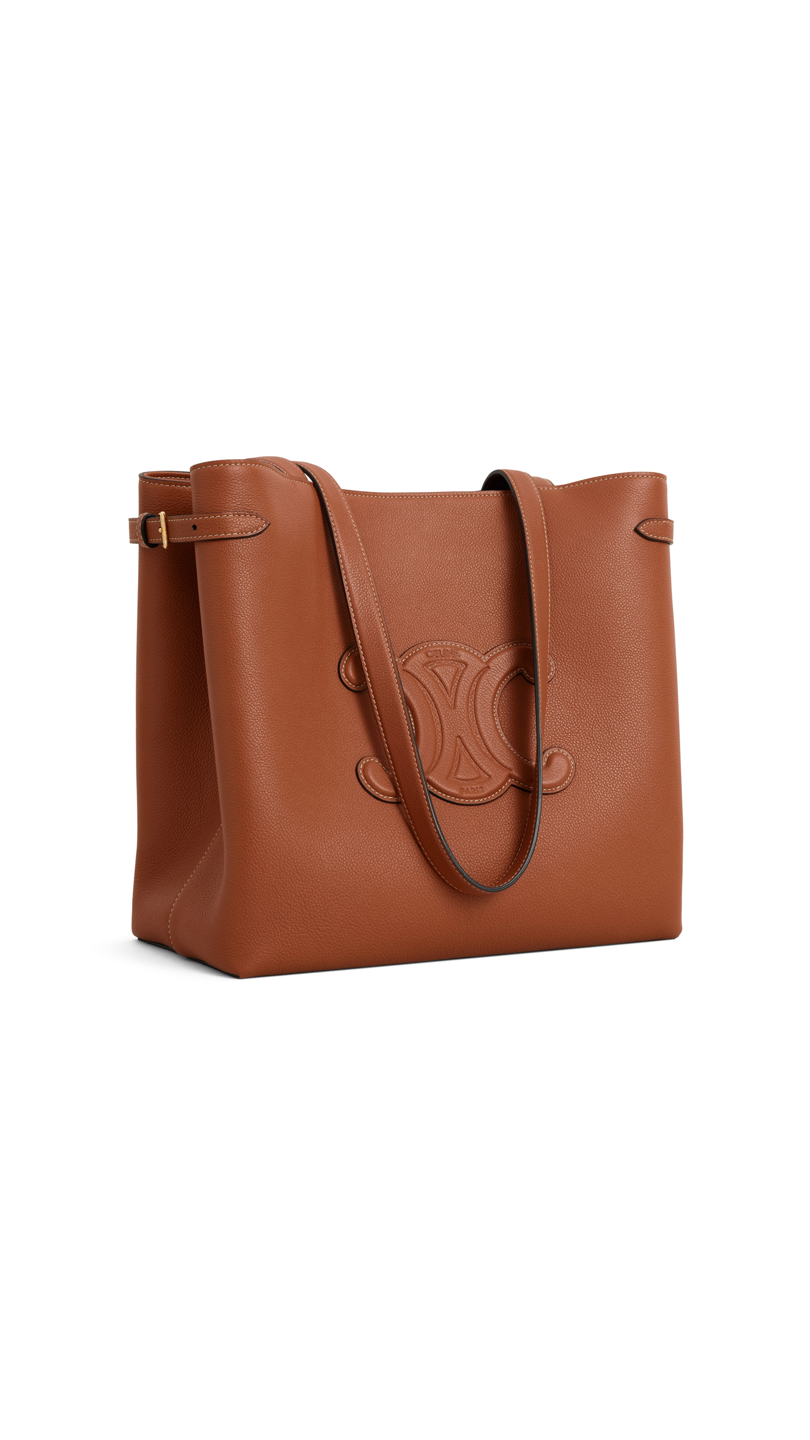 Medium Cabas Anaïs Cuir Triomphe in Grained Calfskin - Tan