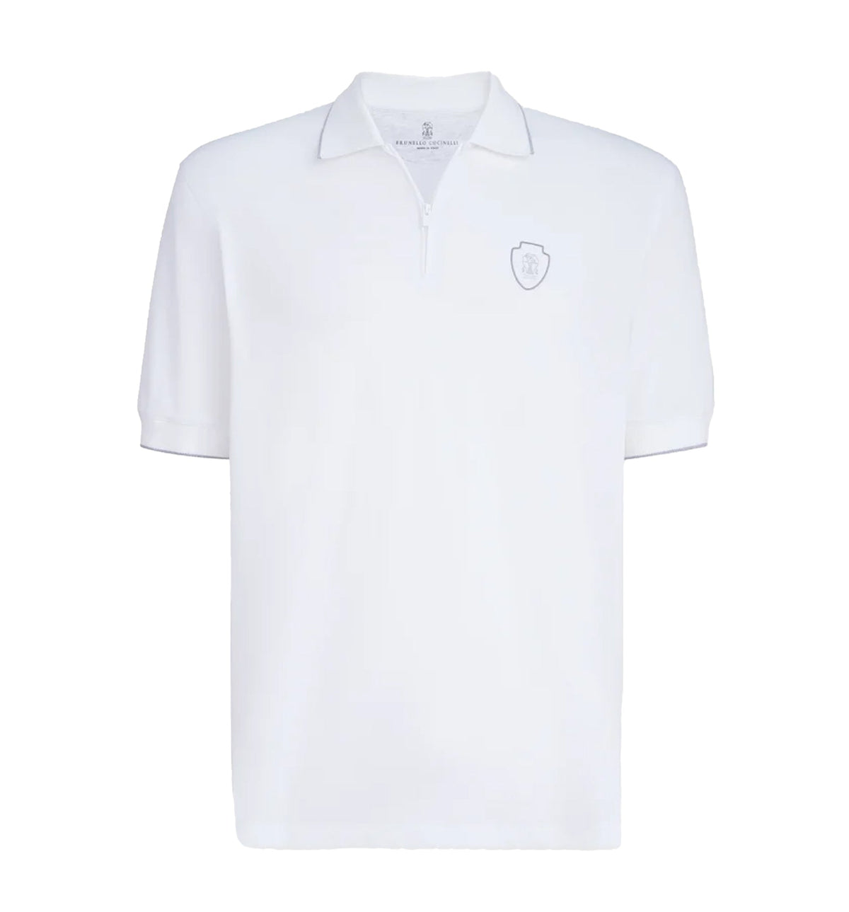 Techno piqué polo shirt with half zip
