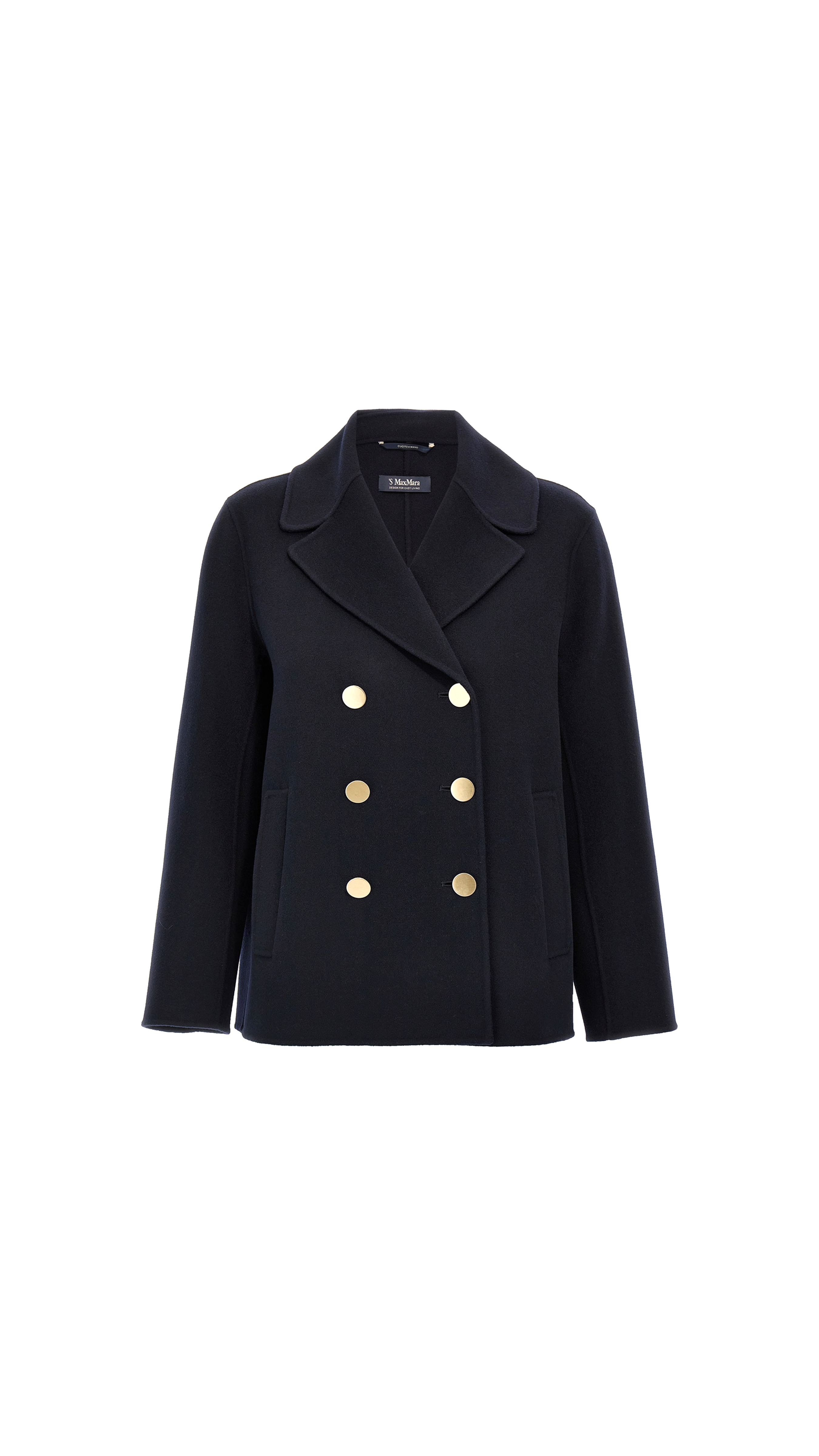 Wool Double-breasted Jacket - Black