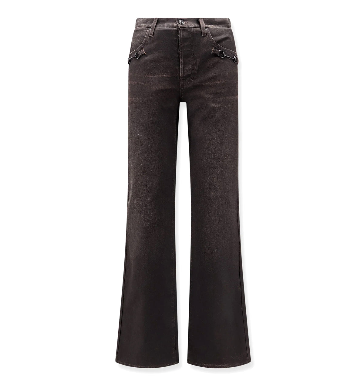 Flared cotton denim pants with Horsebit