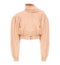 Cropped scarf jacket in leather