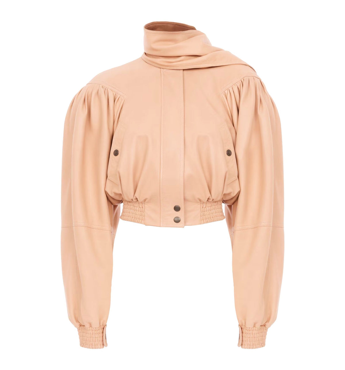 Cropped scarf jacket in leather