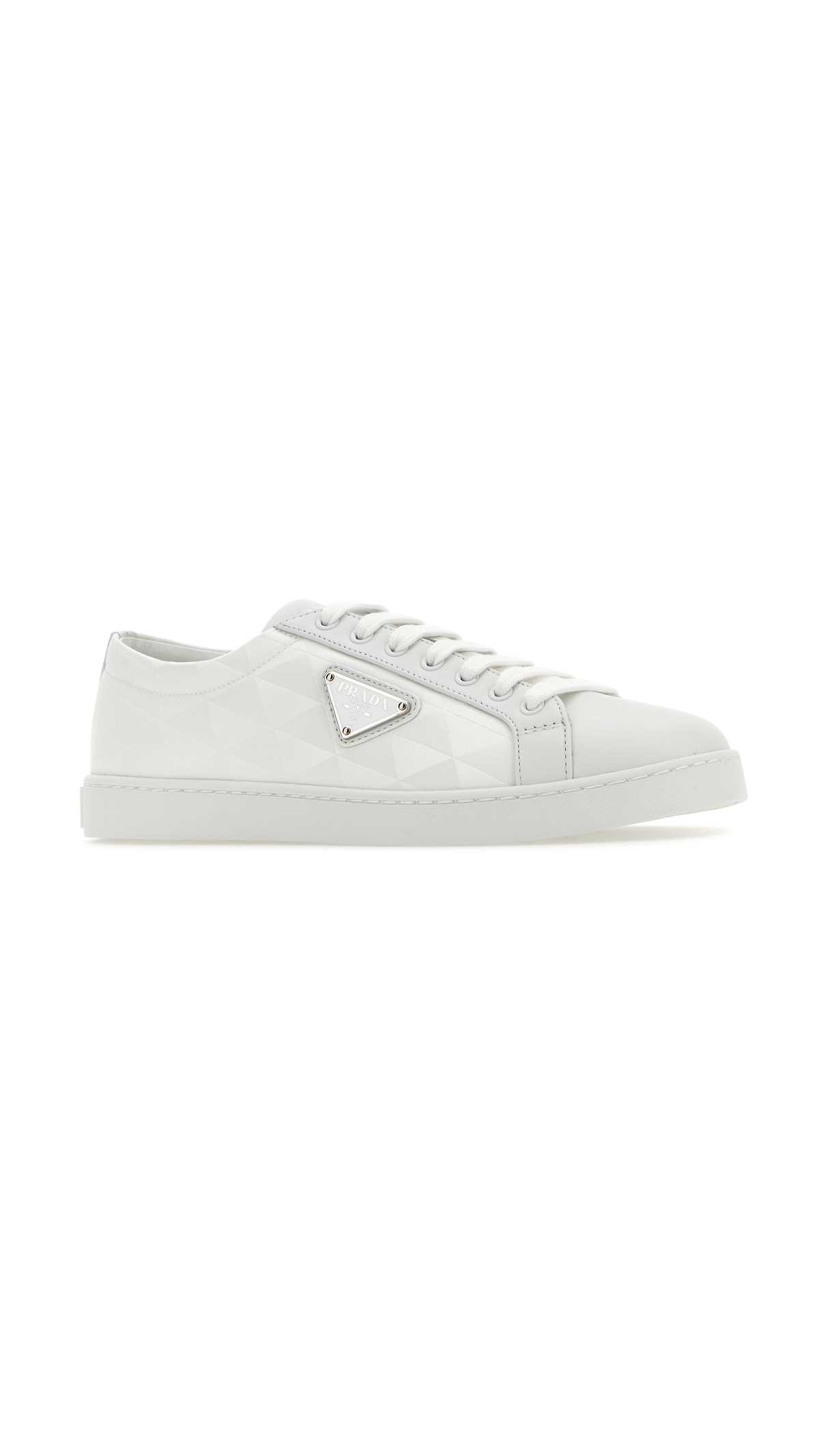 Leather and Re-Nylon Sneakers - White