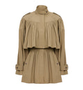 High-neck short trench coat in cotton poplin