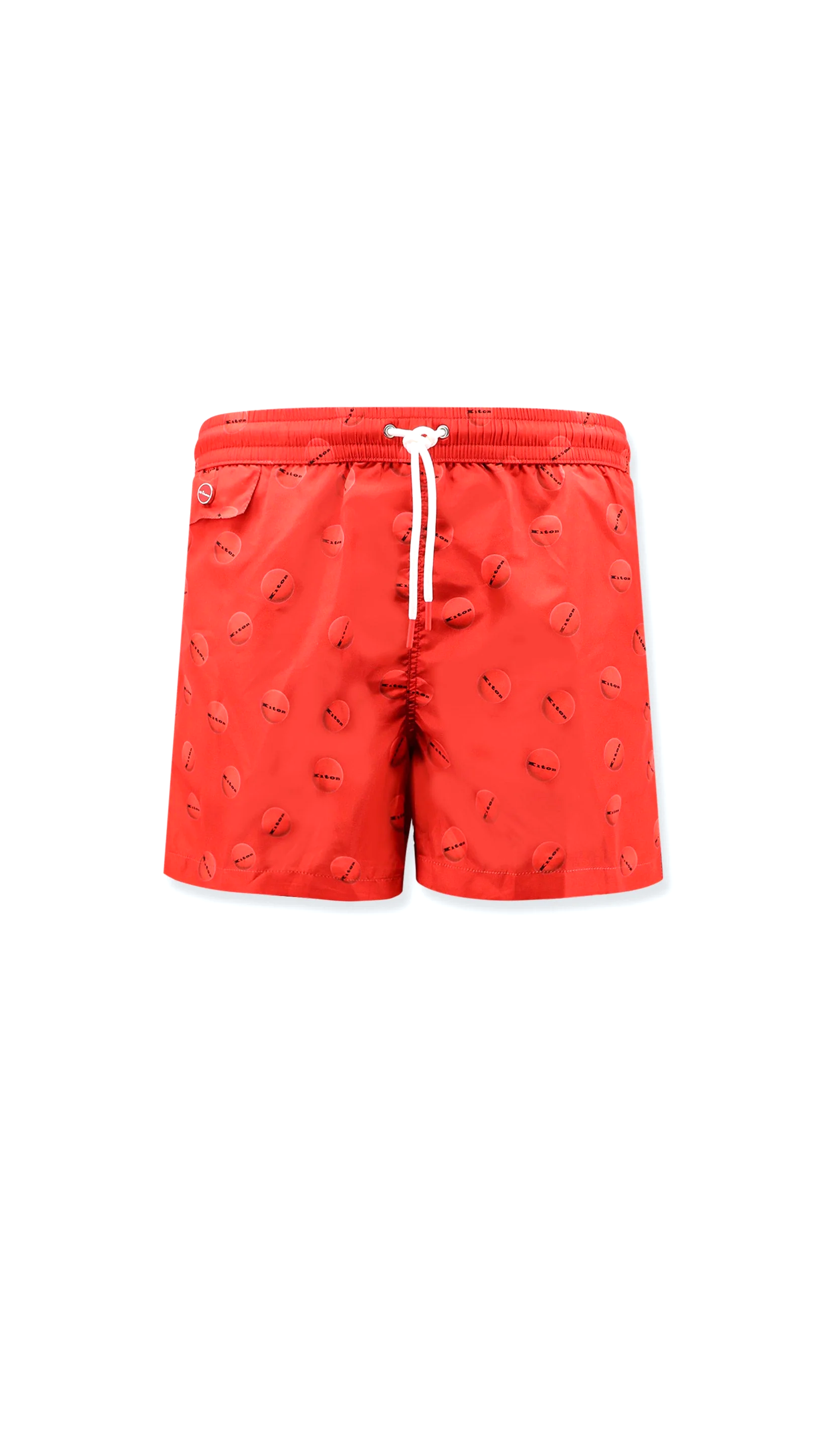 Nylon Swim Trunk With All-over Print - Multi Red