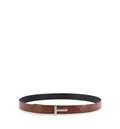 Crocodile-effect leather belt