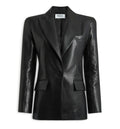 Structured-shoulder lambskin jacket