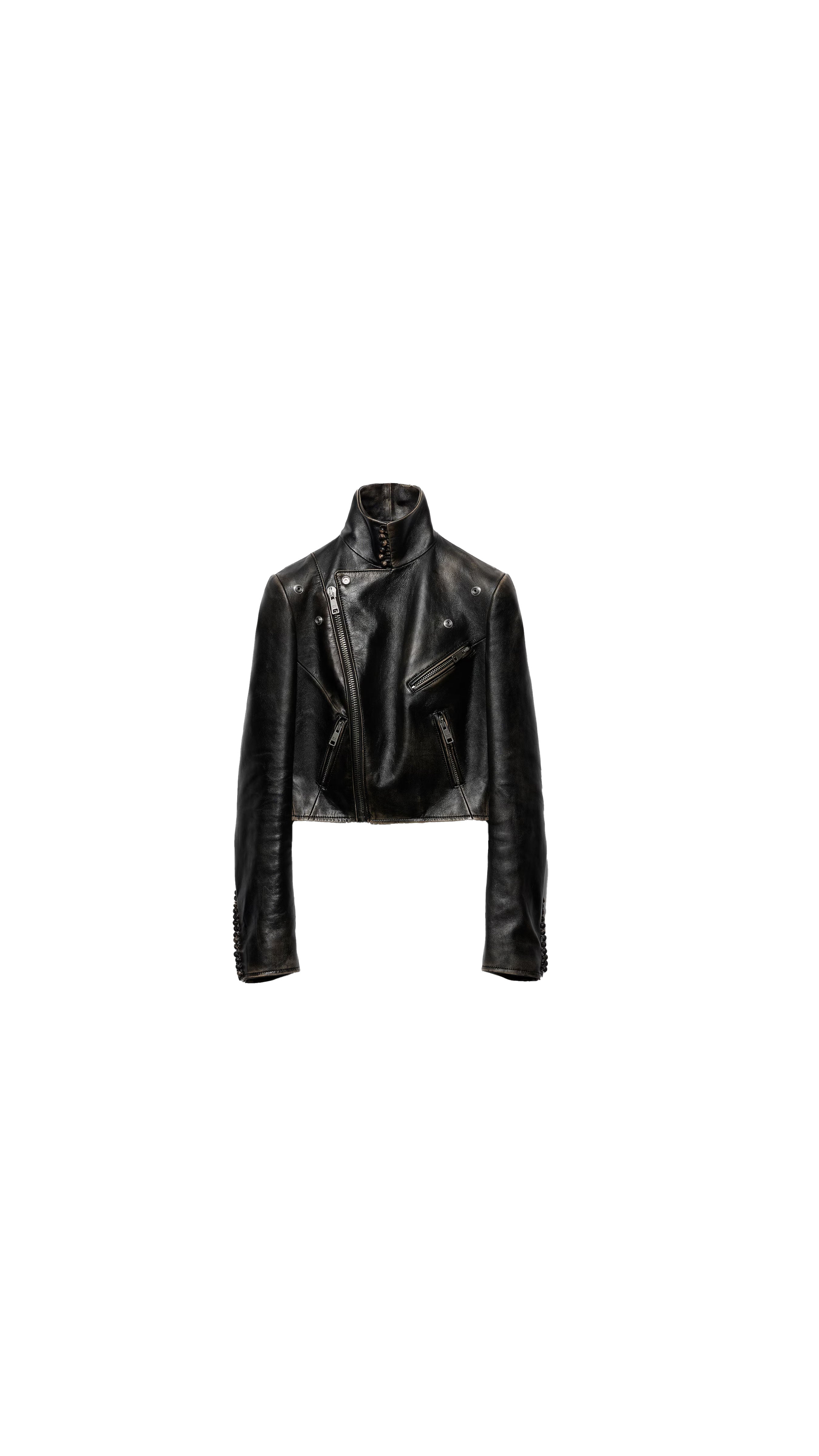 Leather Biker Jacket - Black