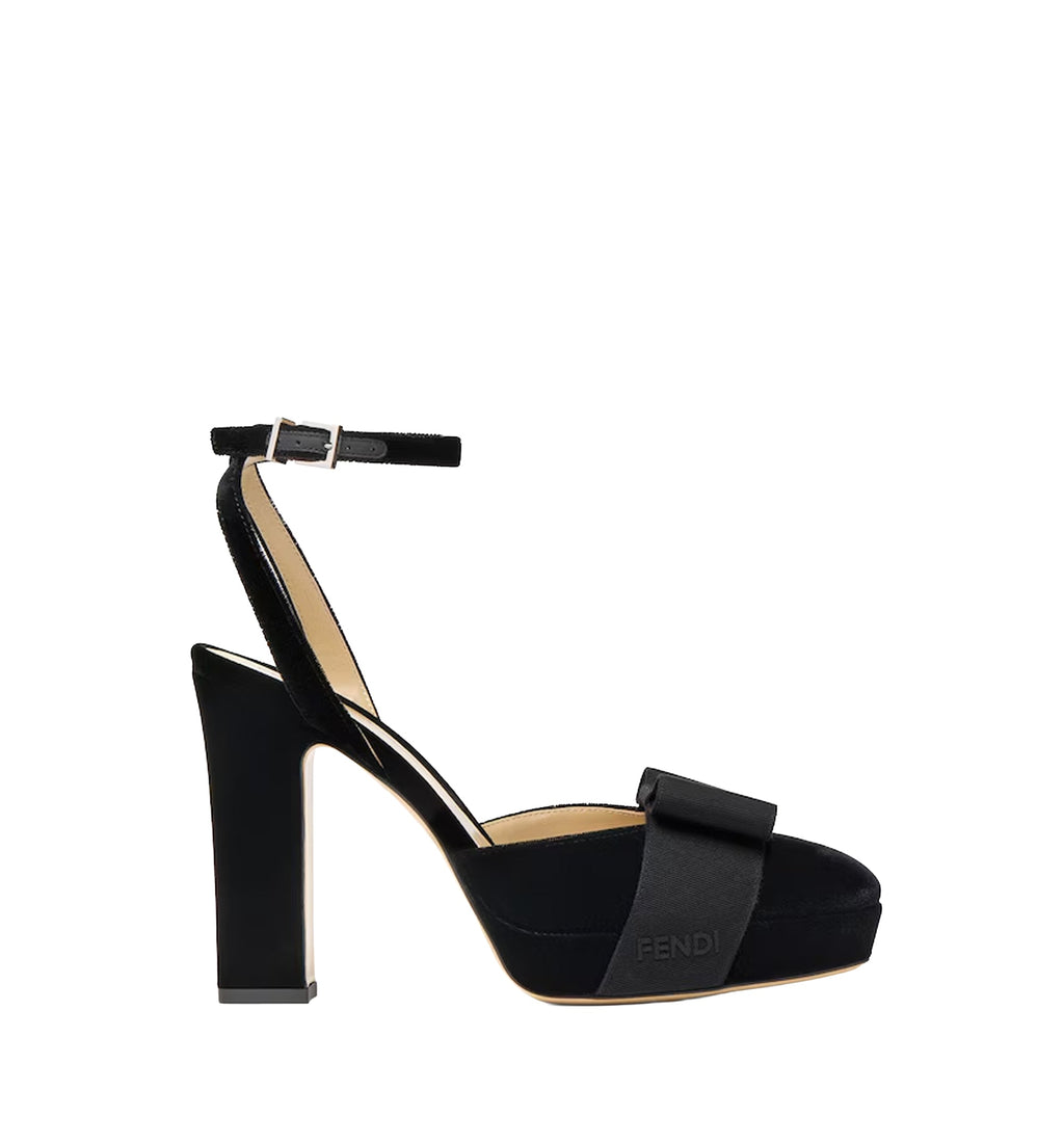 Fendi After 9 Black Velvet Slingbacks