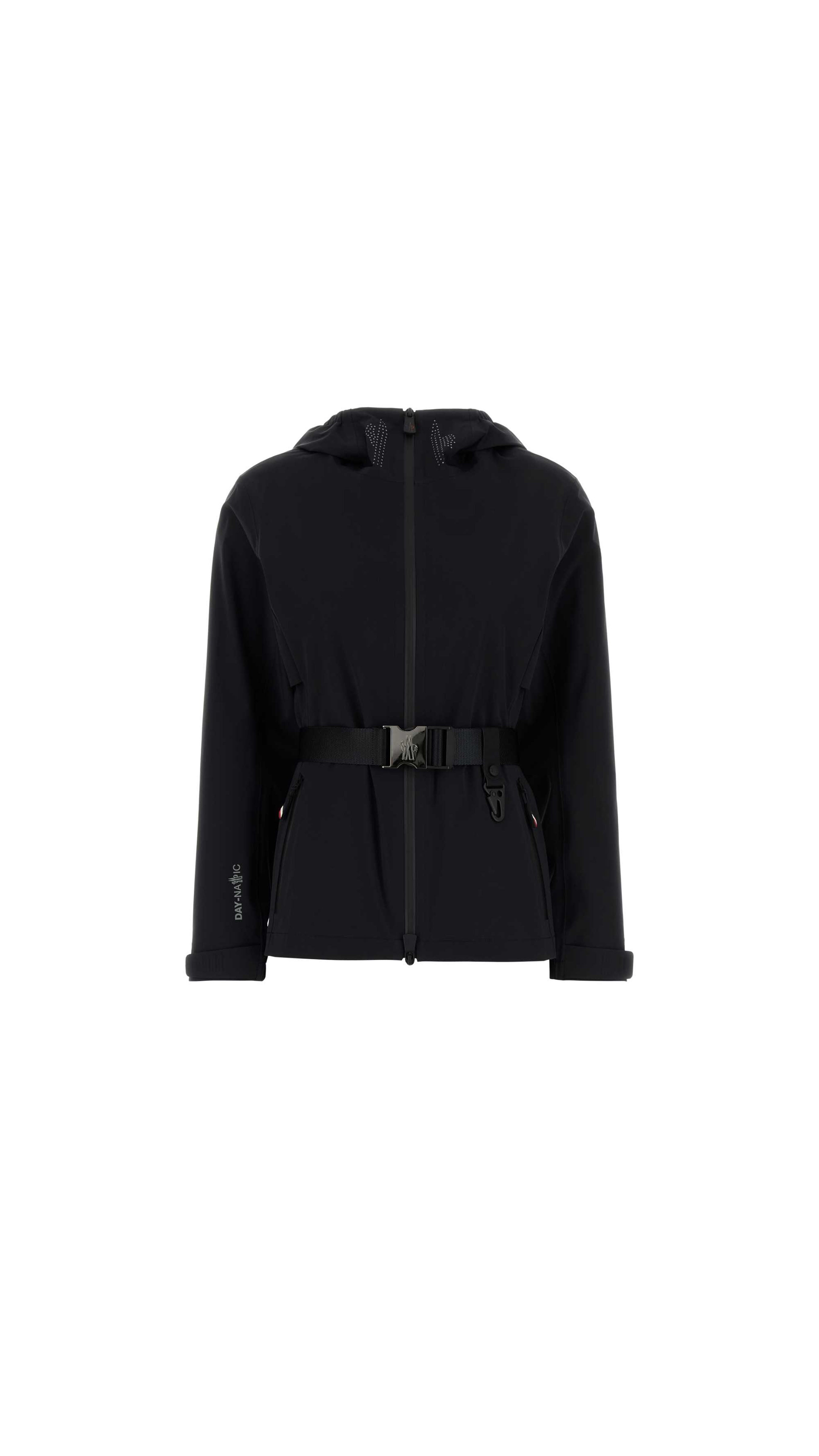 Black Stretch Nylon Fex Jacket - Black