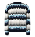 Crew Neck Sweater With Flame Zigzag Pattern
