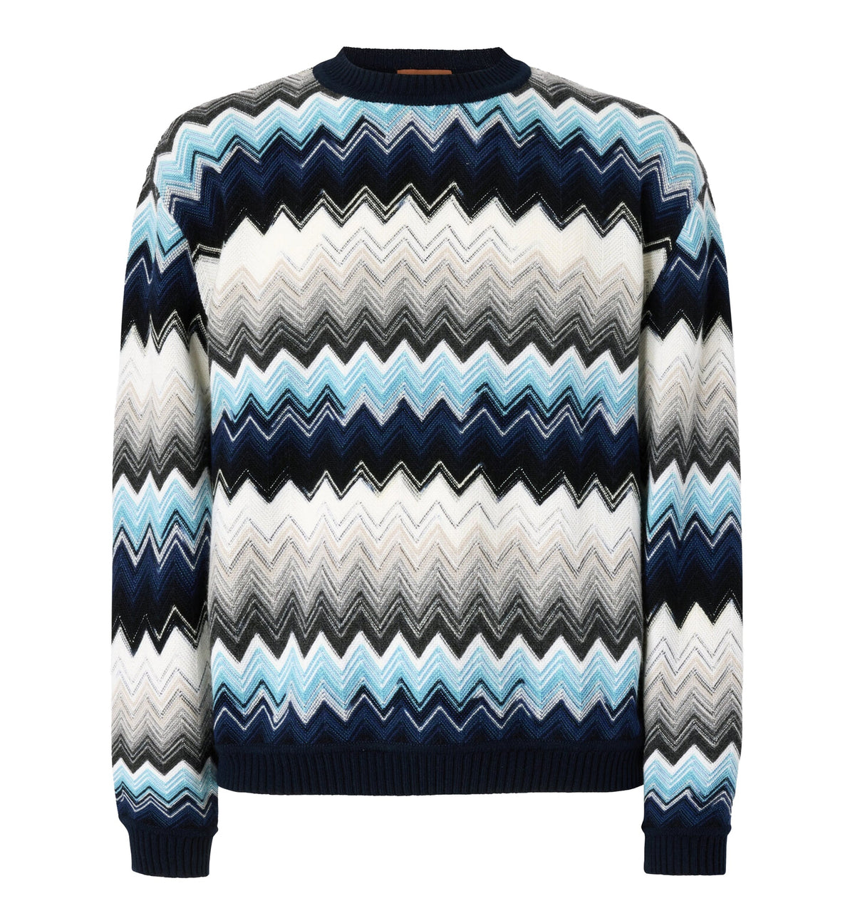 Crew Neck Sweater With Flame Zigzag Pattern