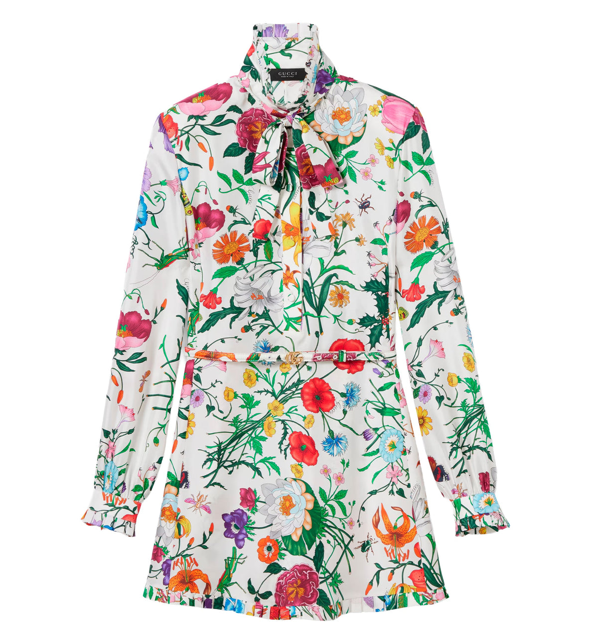 Printed silk twill dress