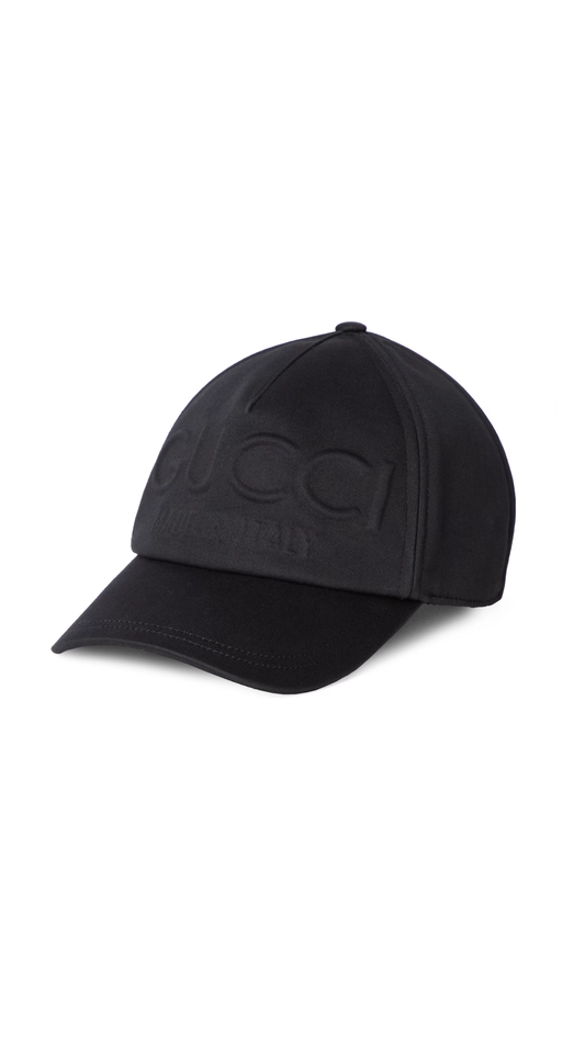 Logo Embossed Baseball Cap - Black