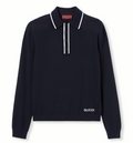 Fine Wool Knit Polo Shirt with Intarsi