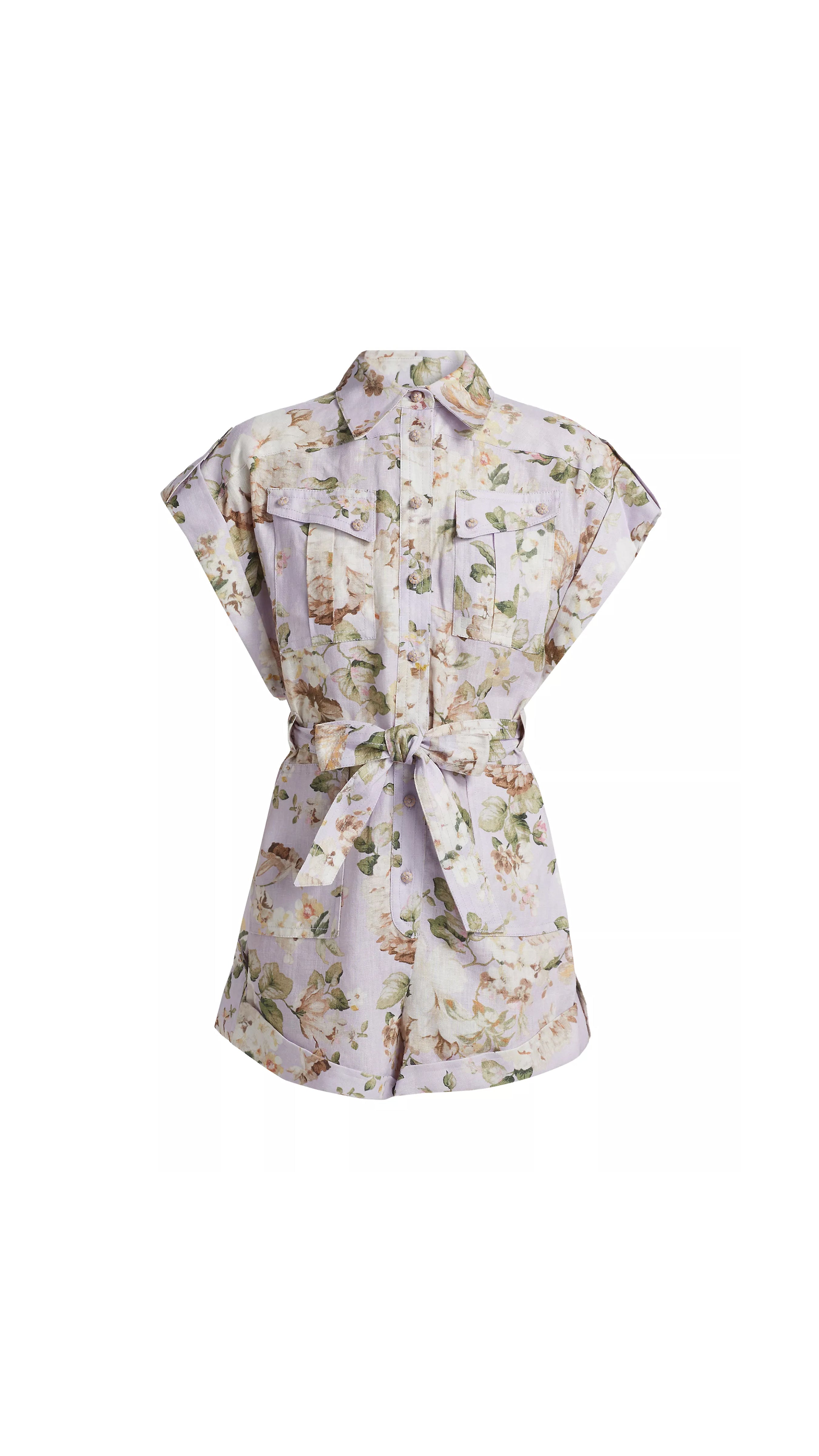 Acacia Pocket Playsuit in Linen - Floral