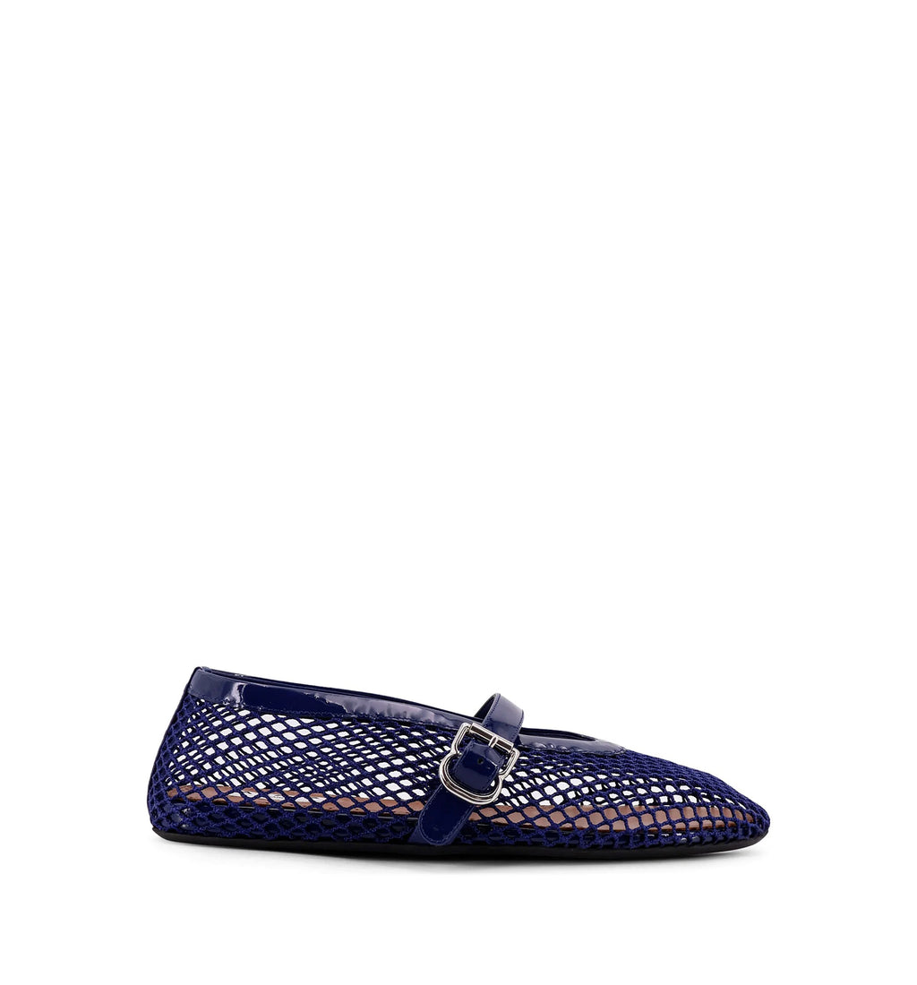 Mesh Ballet Flats With Patent Leather Profile